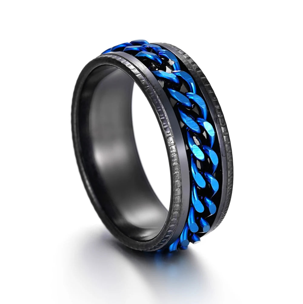 MeMolissa New Cool Stainless Steel Rotatable Ring High Quality Spinner Chain Rotable Rings for Women Man Punk Jewelry Party Gift