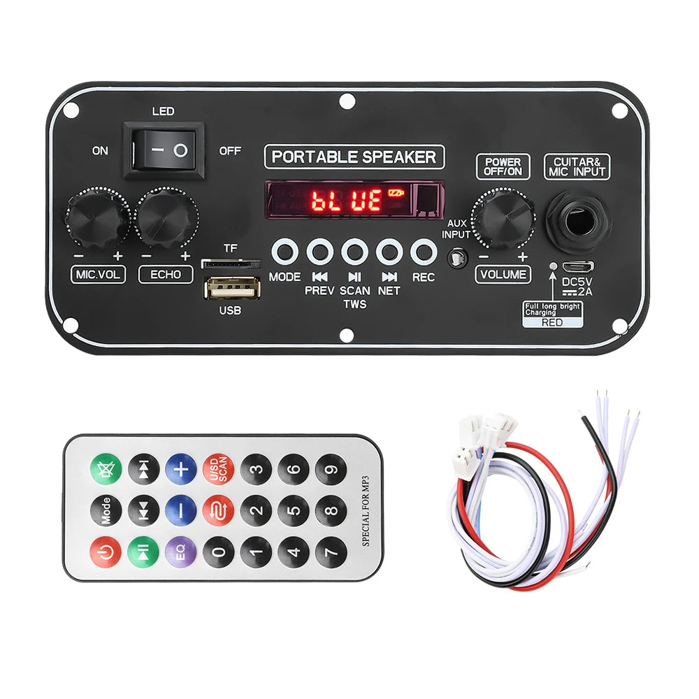 DC 3.7-5V MP3 BT Decoding Board 2 * 10W With Power Amplifier Audio Motherboard AB5602B Portable Speaker Power Amplifier Board