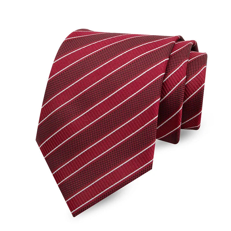 Luxury 8CM Mens Ties Necktie Red Color Ties For Man Groom Jacquard Woven Neck Tie For Business Wedding Party