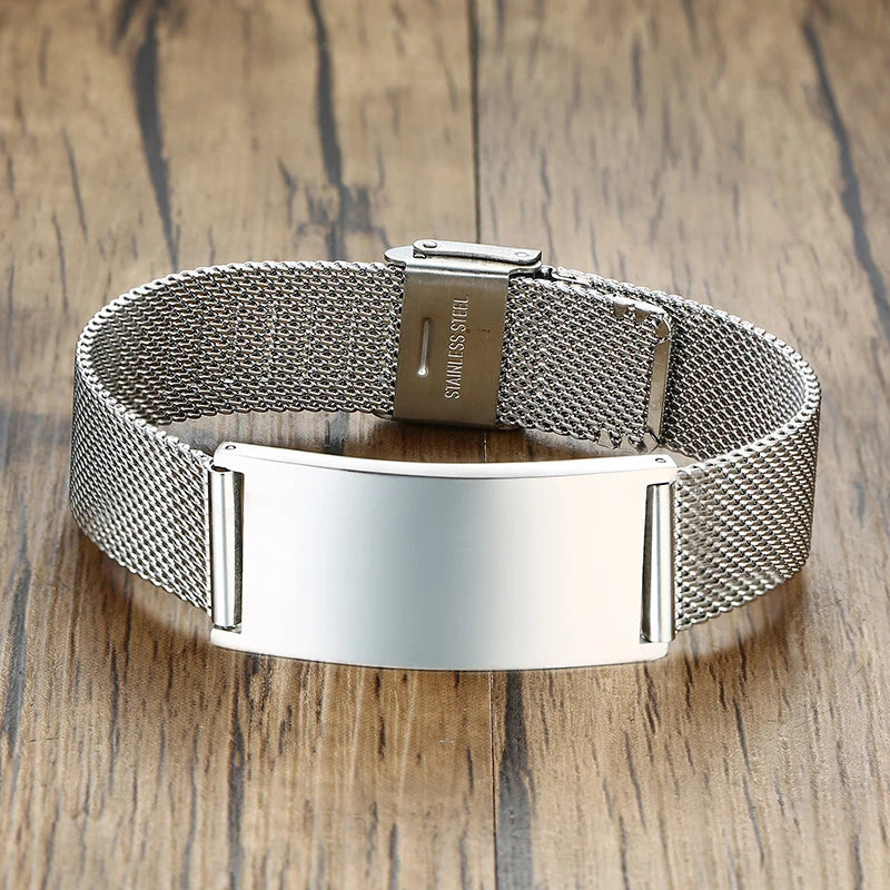 Personalize Names Bracelets for Men,Custom Engraved Stainless Steel ID Bracelets,Custom Love Gift Wrist for Father Husband Son