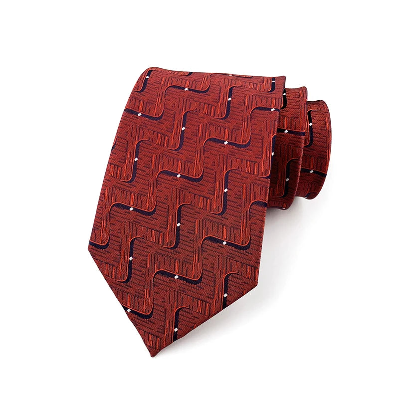 Luxury 8CM Mens Ties Necktie Red Color Ties For Man Groom Jacquard Woven Neck Tie For Business Wedding Party