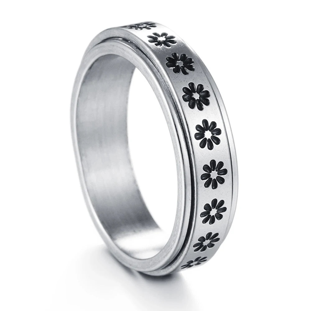 MeMolissa New Cool Stainless Steel Rotatable Ring High Quality Spinner Chain Rotable Rings for Women Man Punk Jewelry Party Gift
