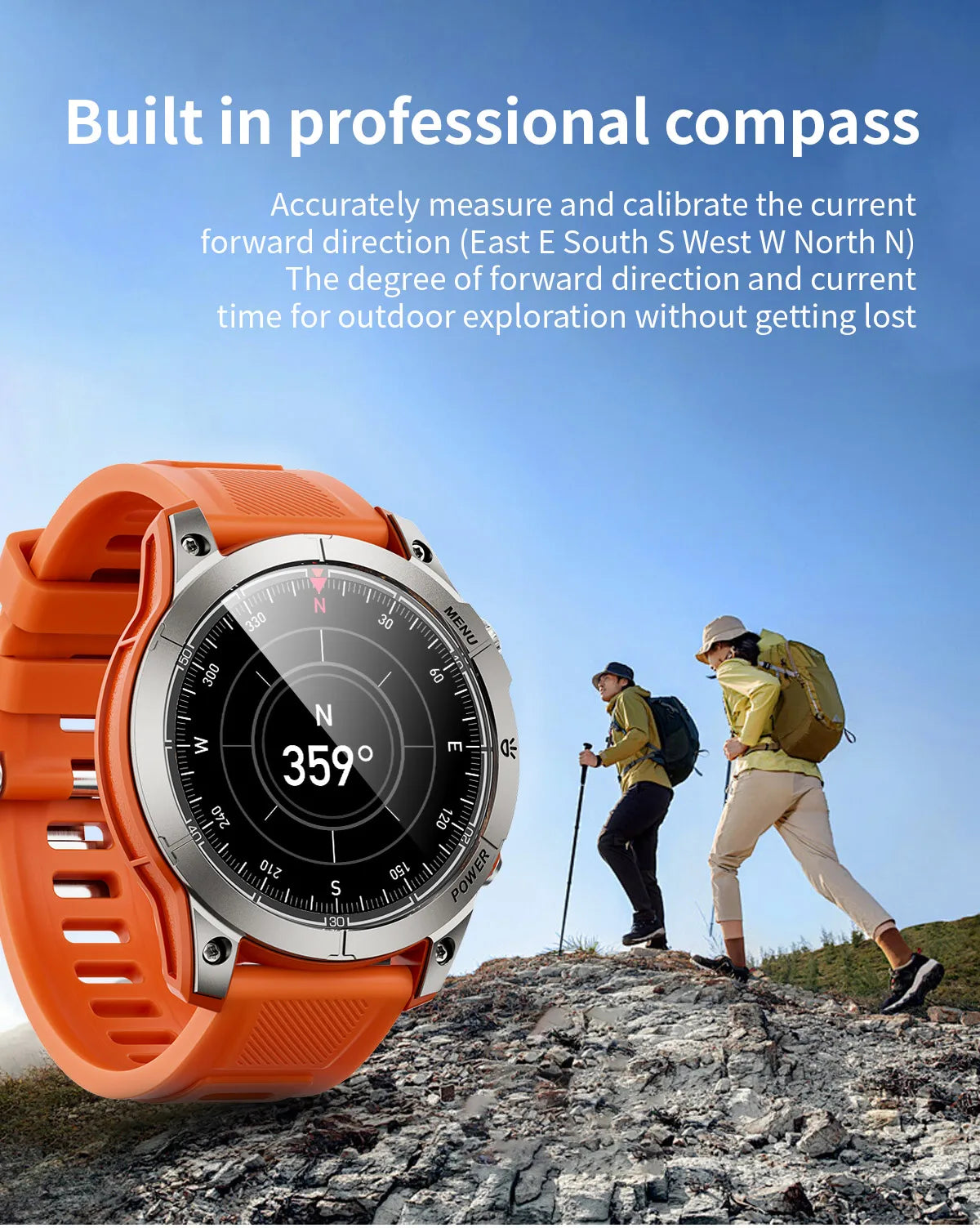 Aiweile AW45 Smart Watch Man Flashlight Fitness Tracker Miltary Connected NFC Compass Sport Bluetooth Call Dialing Korean Hebrew