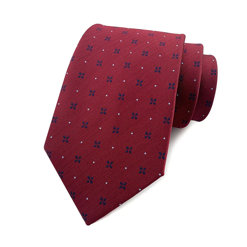 Luxury 8CM Mens Ties Necktie Red Color Ties For Man Groom Jacquard Woven Neck Tie For Business Wedding Party