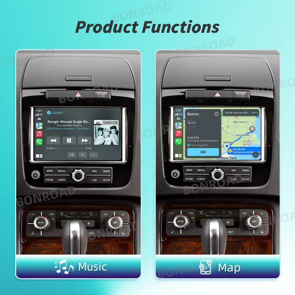 Bonroad Wireless Carplay Android Auto Modulo For Volkswagen Touareg RNS850 2010-2018 with Android Auto Voice Control Mirrorlink