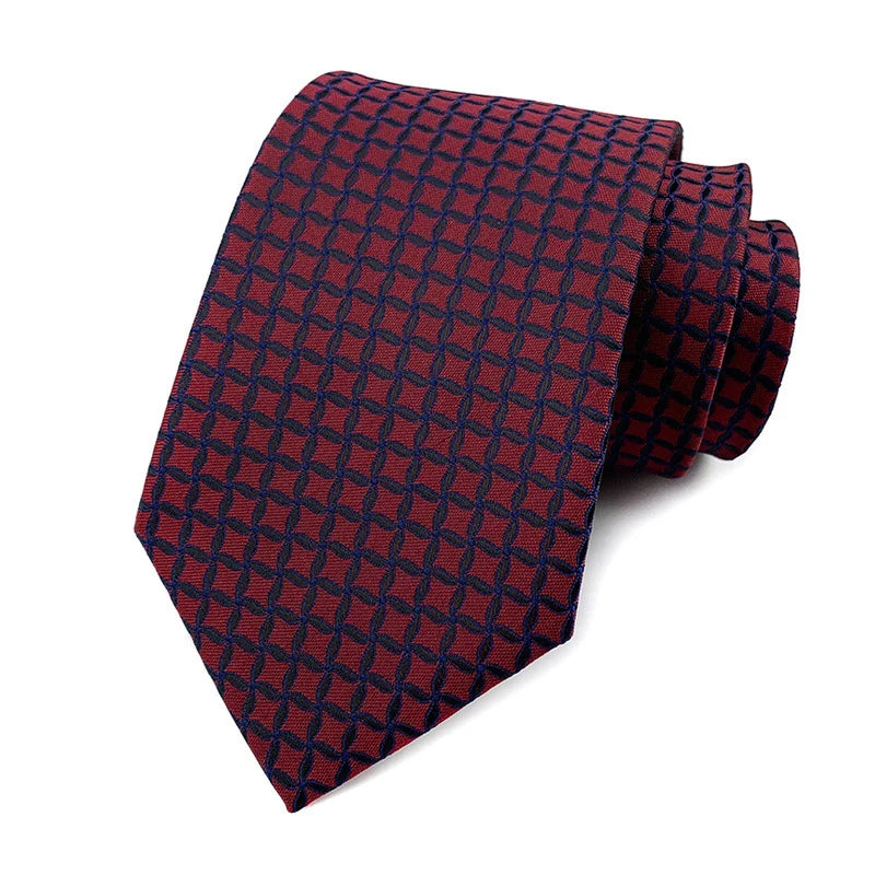 Luxury 8CM Mens Ties Necktie Red Color Ties For Man Groom Jacquard Woven Neck Tie For Business Wedding Party