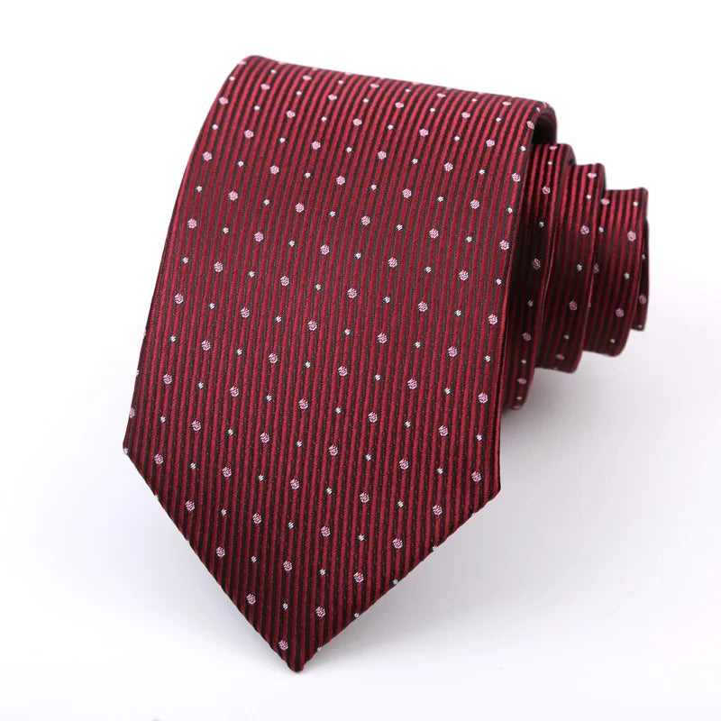 Luxury 8CM Mens Ties Necktie Red Color Ties For Man Groom Jacquard Woven Neck Tie For Business Wedding Party