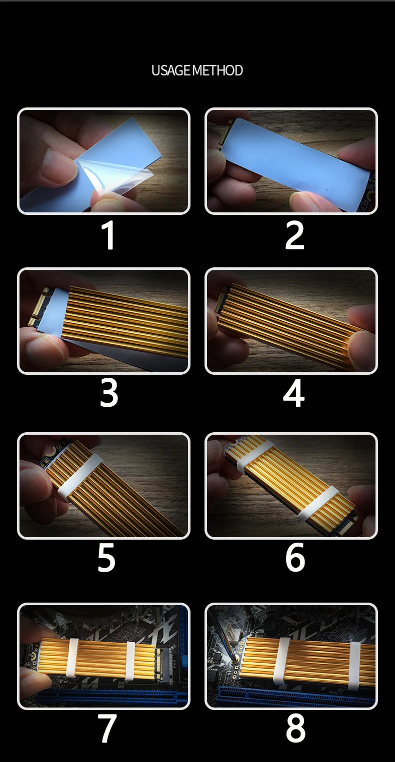 GPUHLOD M.2 SSD Heatsink M2 2280 Solid State Hard Disk Aluminum Radiator with Thermal Silicone Pad PS5 Desktop PC NGFF NVME