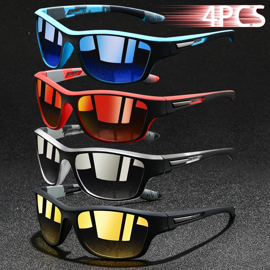 4PCS Fashion Vintage Pattern  Cycling Sports Sunglasses Men Women Running Cycling Mountaineering Sport Man Sun Glasses