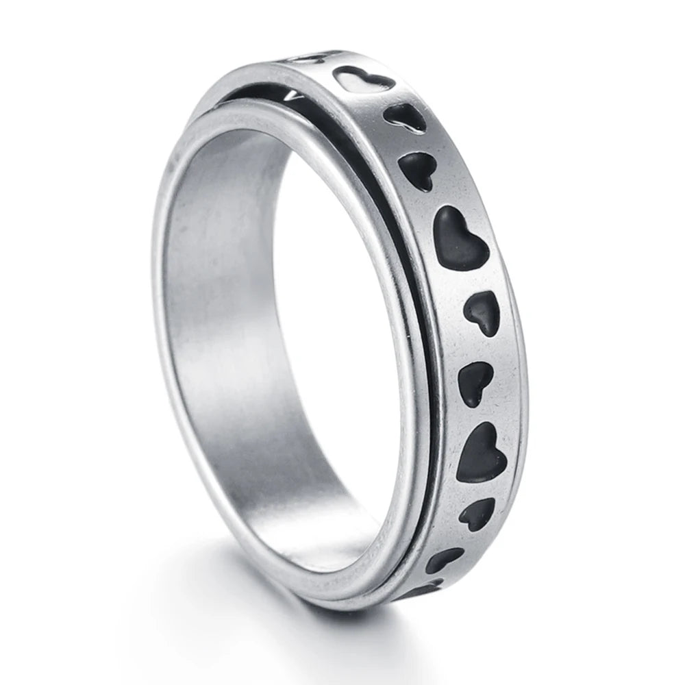 MeMolissa New Cool Stainless Steel Rotatable Ring High Quality Spinner Chain Rotable Rings for Women Man Punk Jewelry Party Gift