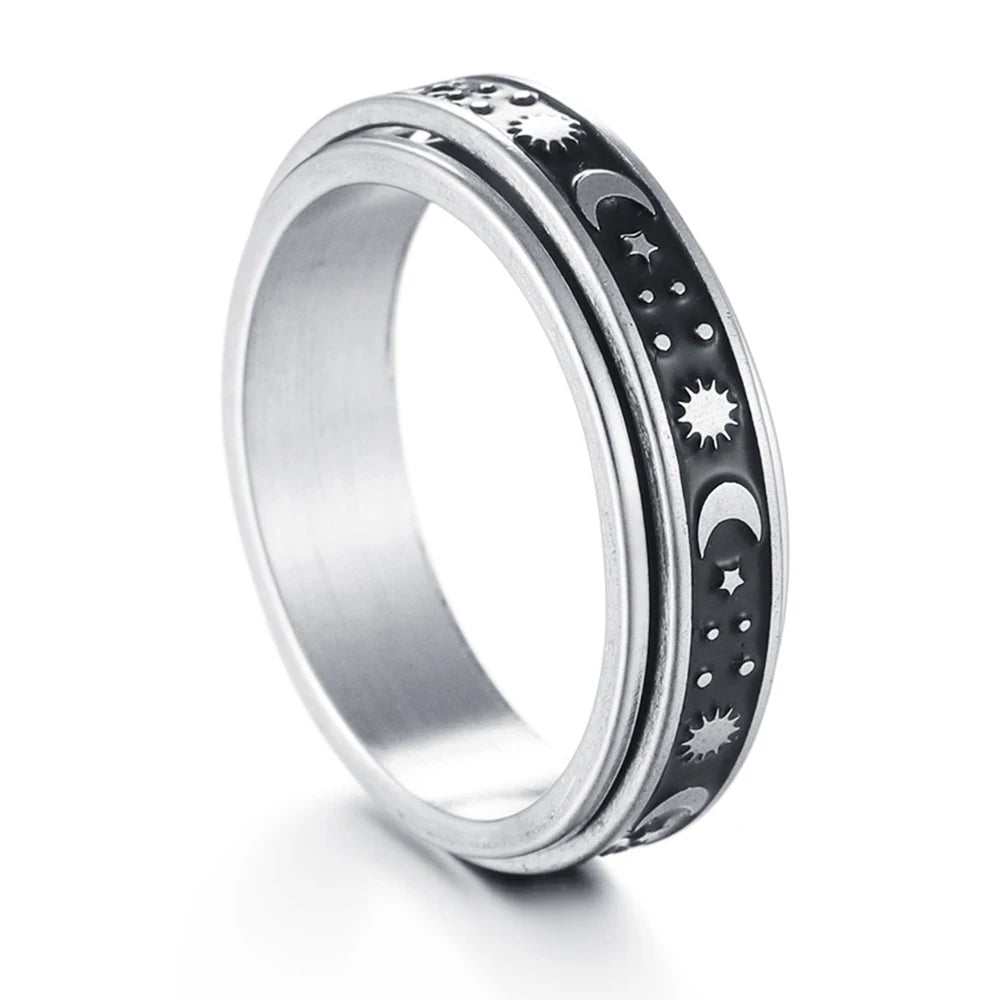 MeMolissa New Cool Stainless Steel Rotatable Ring High Quality Spinner Chain Rotable Rings for Women Man Punk Jewelry Party Gift