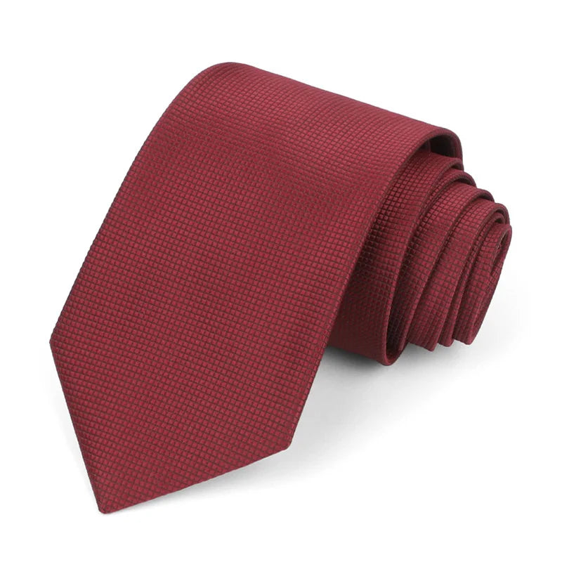 Luxury 8CM Mens Ties Necktie Red Color Ties For Man Groom Jacquard Woven Neck Tie For Business Wedding Party