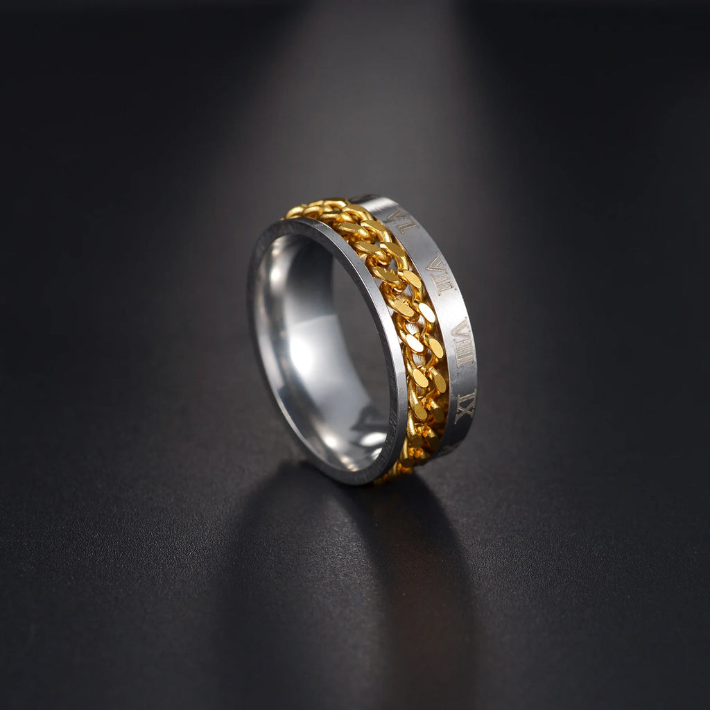 MeMolissa New Cool Stainless Steel Rotatable Ring High Quality Spinner Chain Rotable Rings for Women Man Punk Jewelry Party Gift