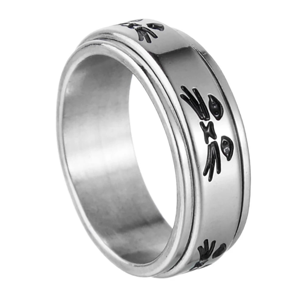 MeMolissa New Cool Stainless Steel Rotatable Ring High Quality Spinner Chain Rotable Rings for Women Man Punk Jewelry Party Gift