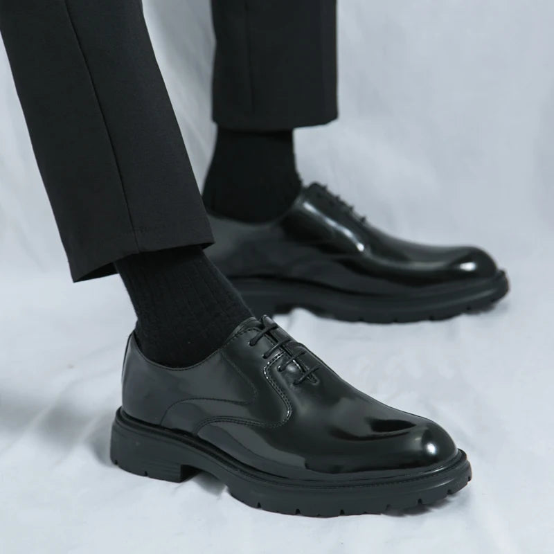 Comfort Thick Soled Leather Shoes Men Business Formal Flats Brand New Men Casual Shoes Classic Handmade Man Oxford Wedding Shoes