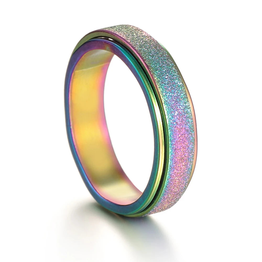 MeMolissa New Cool Stainless Steel Rotatable Ring High Quality Spinner Chain Rotable Rings for Women Man Punk Jewelry Party Gift