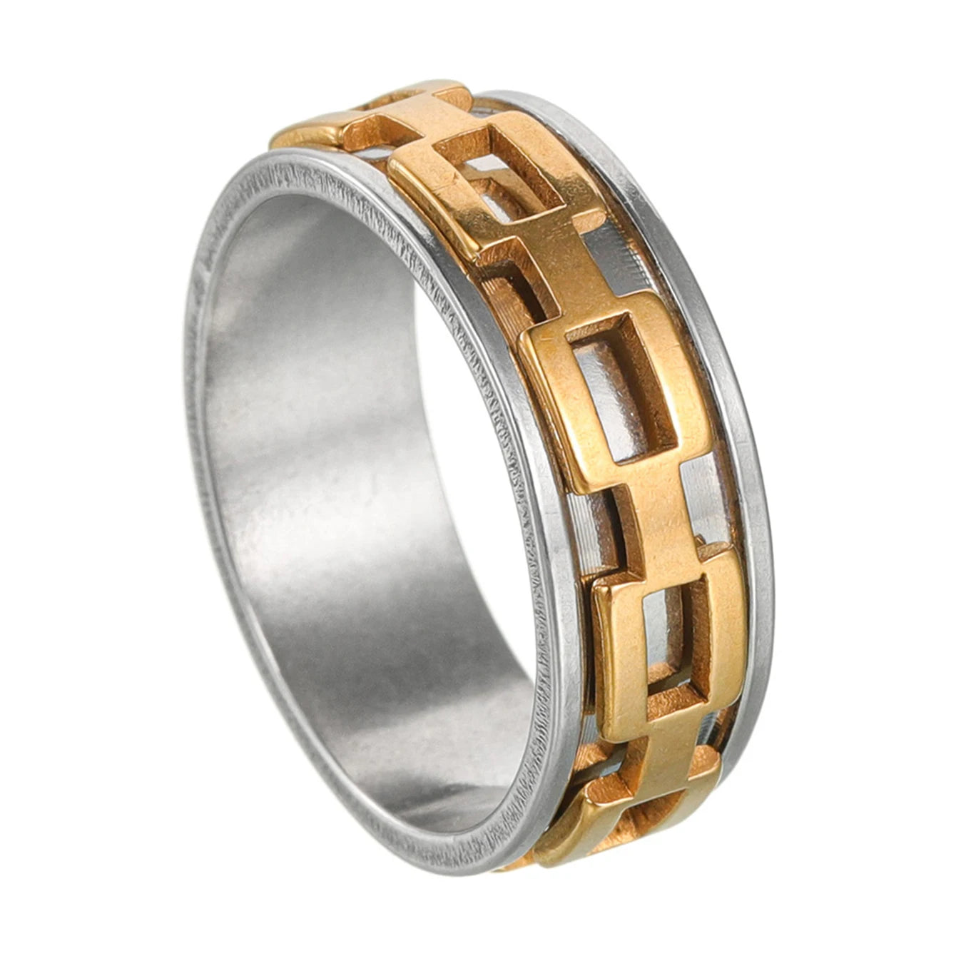 MeMolissa New Cool Stainless Steel Rotatable Ring High Quality Spinner Chain Rotable Rings for Women Man Punk Jewelry Party Gift