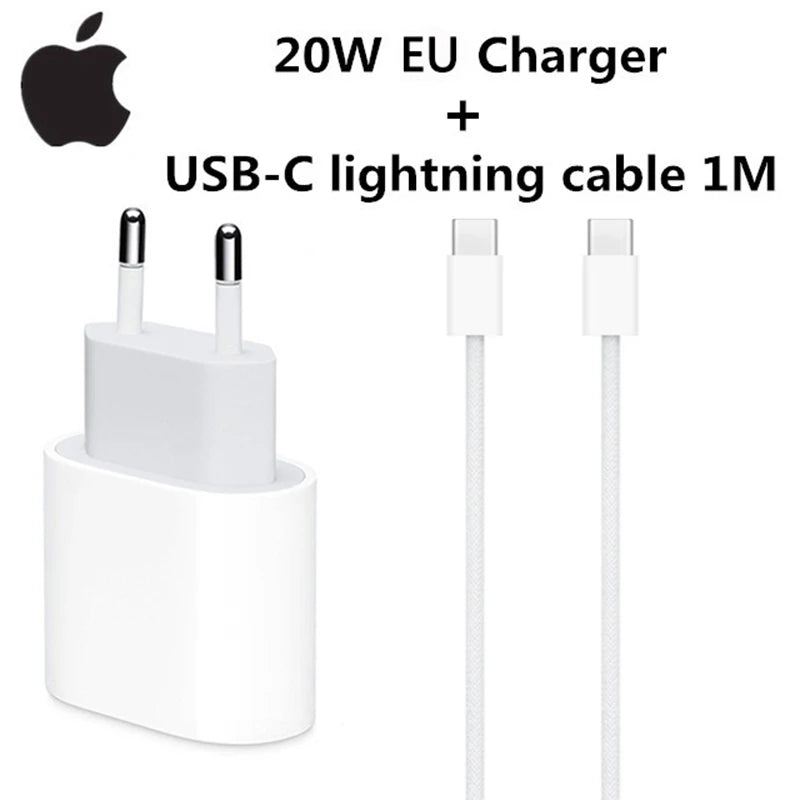 20W USB-C Power Adapter Original Fast Charger for iPhone 17/16/15 Mini pro Max Type C with Apple Cable Compatible with iPhone 14