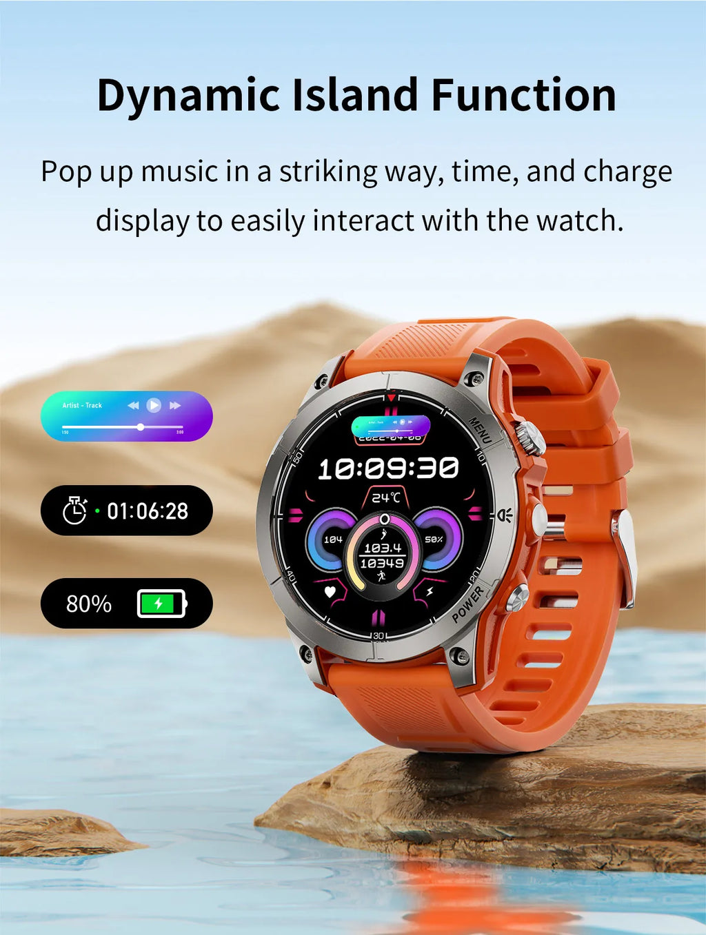 Aiweile AW45 Smart Watch Man Flashlight Fitness Tracker Miltary Connected NFC Compass Sport Bluetooth Call Dialing Korean Hebrew