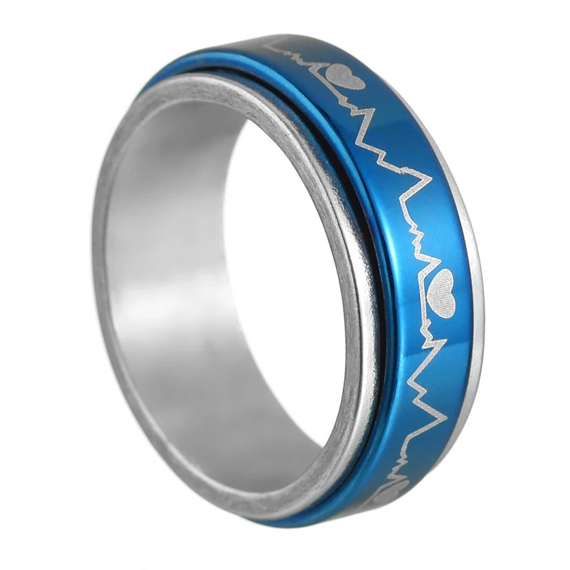 MeMolissa New Cool Stainless Steel Rotatable Ring High Quality Spinner Chain Rotable Rings for Women Man Punk Jewelry Party Gift