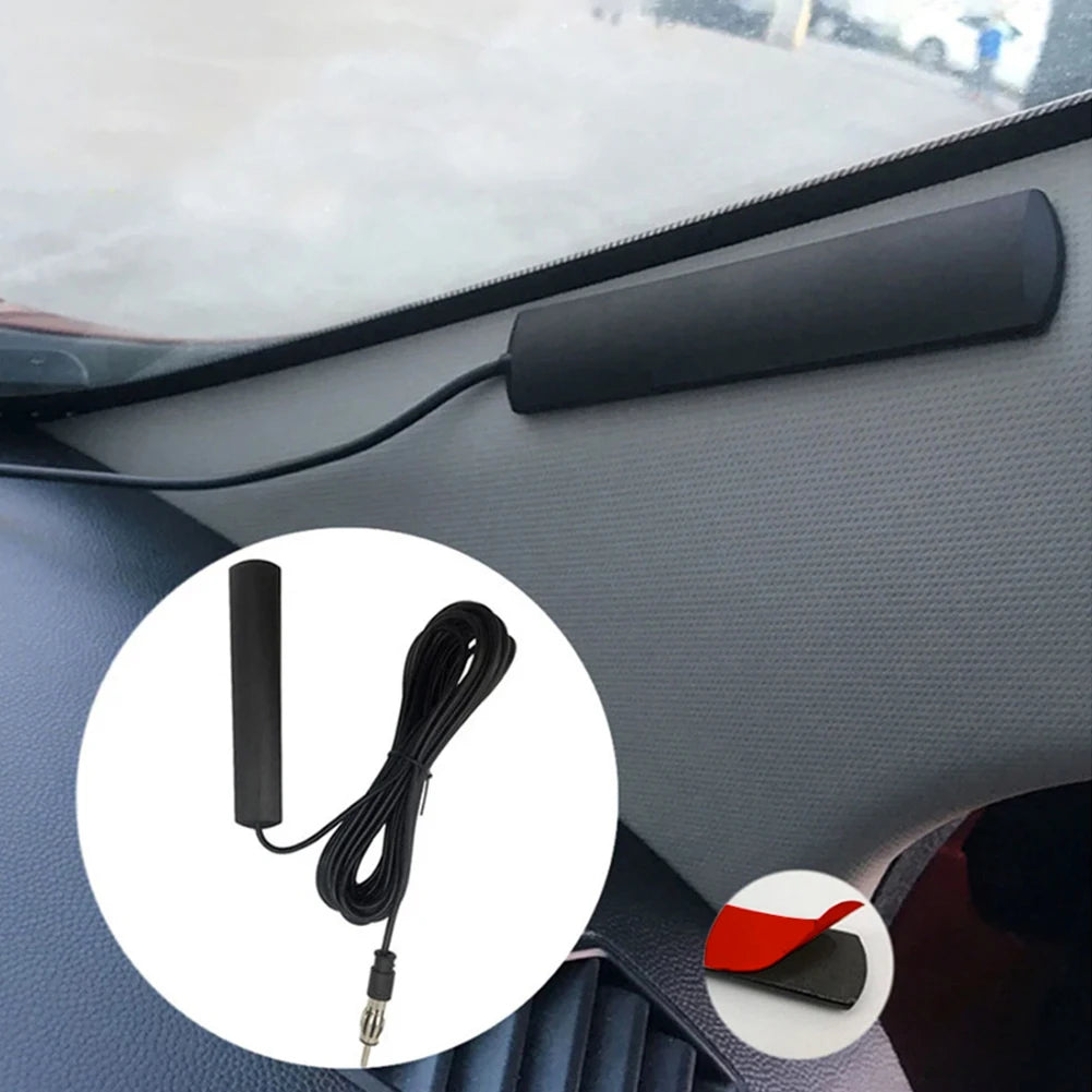 DC 5-12V AM/FM Radio Aerial Car Interior Hidden Amplified Antenna 85-860Mhz Car Radio Patch Aerial for Car Truck Motorcycle Boat