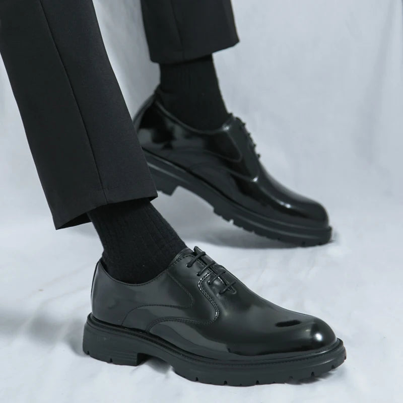 Comfort Thick Soled Leather Shoes Men Business Formal Flats Brand New Men Casual Shoes Classic Handmade Man Oxford Wedding Shoes