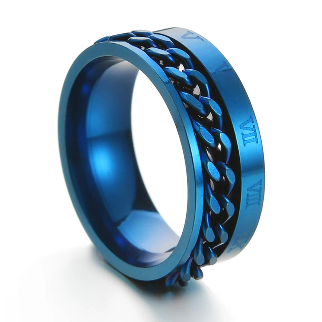 MeMolissa New Cool Stainless Steel Rotatable Ring High Quality Spinner Chain Rotable Rings for Women Man Punk Jewelry Party Gift