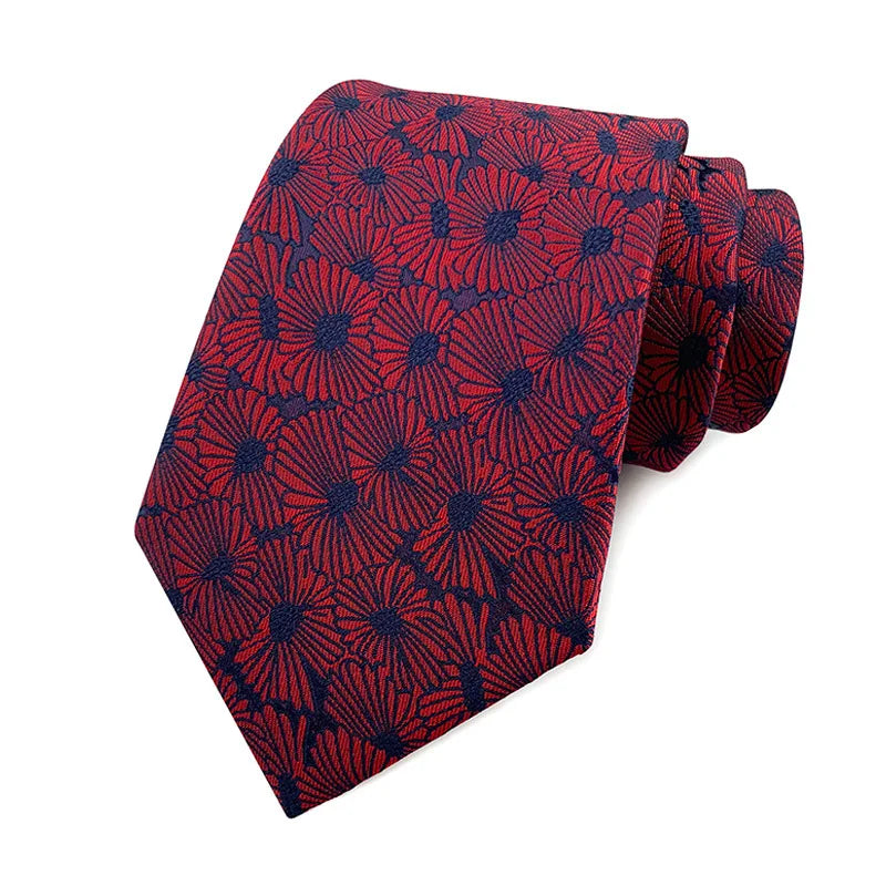 Luxury 8CM Mens Ties Necktie Red Color Ties For Man Groom Jacquard Woven Neck Tie For Business Wedding Party