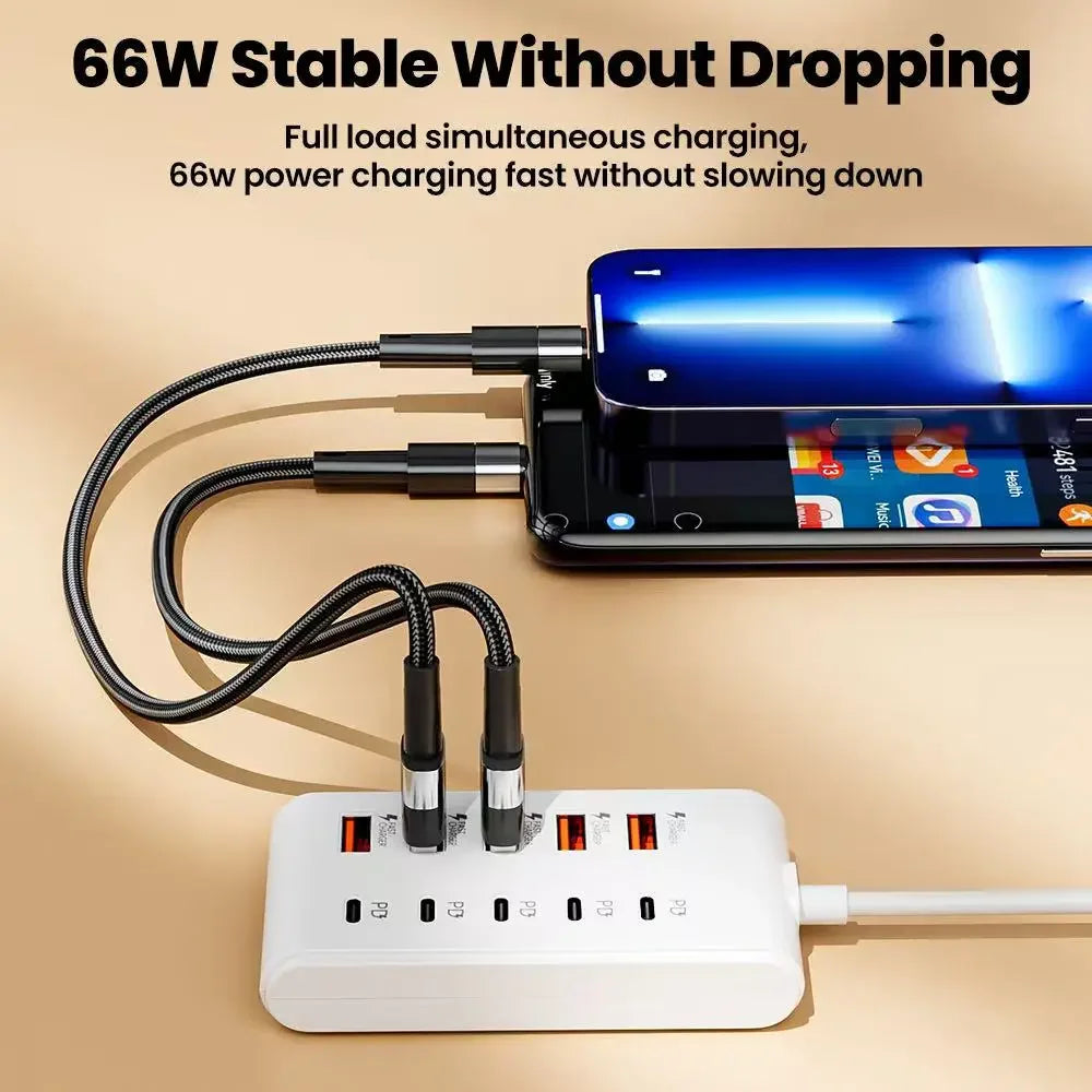 10-in-1 USB Power Strip Desktop Charging Station Fast Charging USB Hub Socket For Home Office Multi Device USB C Charger Adapter