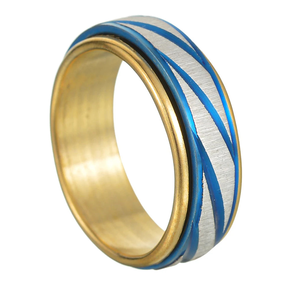 MeMolissa New Cool Stainless Steel Rotatable Ring High Quality Spinner Chain Rotable Rings for Women Man Punk Jewelry Party Gift