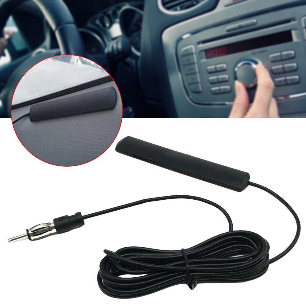 DC 5-12V AM/FM Radio Aerial Car Interior Hidden Amplified Antenna 85-860Mhz Car Radio Patch Aerial for Car Truck Motorcycle Boat