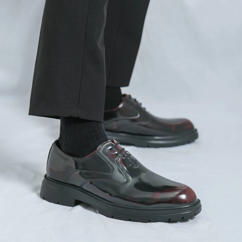 Comfort Thick Soled Leather Shoes Men Business Formal Flats Brand New Men Casual Shoes Classic Handmade Man Oxford Wedding Shoes
